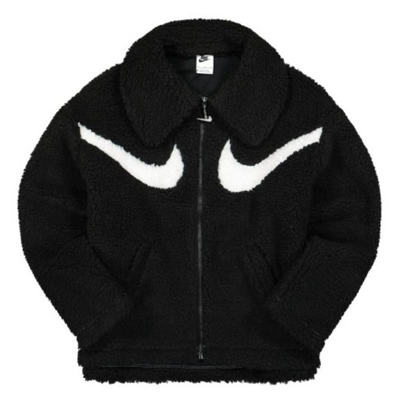 Nike Women's Sportswear NSW Swoosh Sherpa Jacket Black White